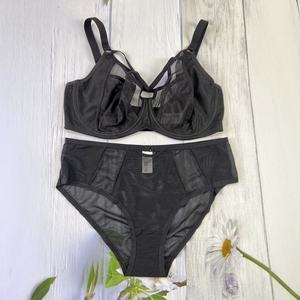 Conjuntos de sujetador y bragas de talla grande para mujer 34-42DD E F FF G GG <span class=keywords><strong>H</strong></span> HH Copa Sujetador fino de encaje con anillo de acero 2 piezas Sujetador de talla grande para mujer - Product Image 3