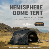 Grande tente de camping en forme de dôme hémisphérique 400x300x180cm, revêtement argenté UPF50 Plus, port pour poêle, Oxford 150D, 4 saisons, imperméable
