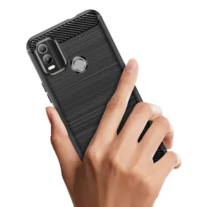 Đối với Nokia C21 cộng với Cover quay lại mềm sợi carbon phù hợp đơn giản bảo vệ tay áo mô hình Silicone chống thả cho Nokia trường hợp