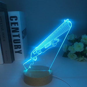 Lámpara LED 3D con Figura de Pistola de Luz <span class=keywords><strong>Modelo</strong></span> 3000, Decoración de Pared para Oficina, Dormitorio, Hogar, Regalo para Niños, Oferta de Fábrica, Envío Directo - Product Image 4