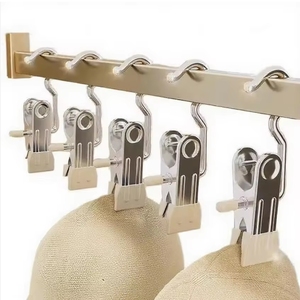 Portable Stainless Steel Metal <strong>Clip</strong> <strong>Hangers</strong> for Living Room Closet Hanging Pins for Clothes Travel Socks Pants Organizer Laundry - Product Image 1