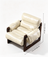 Fauteuil inclinable ergonomique moderne en cuir PU crème, rembourré et épais, pour salon et appartement