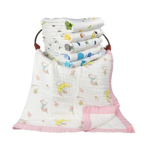 Manta de algodón puro para bebé, 1,1 m x 1,1 m, estampado de dibujos animados de seis capas, permeable al aire, para recién nacidos - Product Image 5