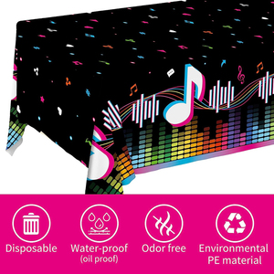 Articles de fête sur le thème de la <span class=keywords><strong>musique</strong></span> : Assiettes, serviettes, gobelets, nappes et bannières jetables pour décorations d'<span class=keywords><strong>anniversaire</strong></span> de fête musicale pour filles et garçons - Product Image 3