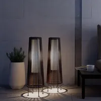 Lampes solaires en rotin PE pour Patio jardin, lanterne en osier en résine tissée, design moderne, éclairage solaire extérieur, lumière solaire pour sol