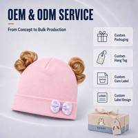 Gorro de Bebé con Pelo Rizado y Lazo, Accesorios de Fotografía para Recién Nacidos, Tejido de Algodón Suave, Listo para Enviar, en Oferta
