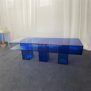 आधुनिक कला नीले ग्रेडिएंट ऐक्रेलिक लंबी टेबल सरल रचनात्मकता लिविंग रूम ऐक्रेलिक कॉफी टेबल - Product Image 6