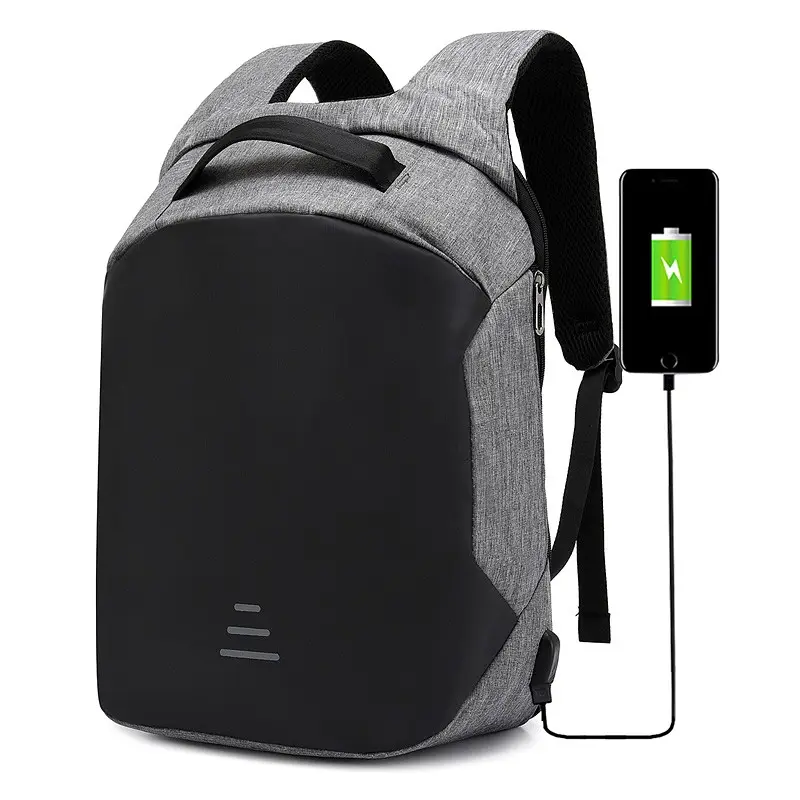 A Laptop Backpack Canvas Travel Laptop Backpack With USB Port Plain Anti Theft Trekking Backpack