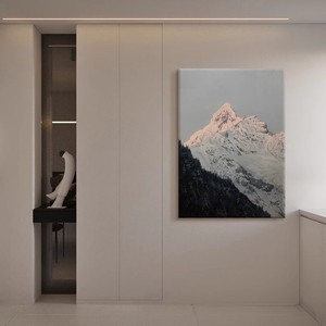 Peinture à l'huile peinte à la main, montagne dorée sous le soleil, texture 3D, art mural contemporain pour salon, décoration de fond de canapé - Product Image 4
