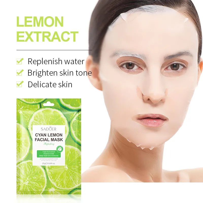 عالية الجودة منتجات التجميل قناع الوجه ورقة ترطيب اشراق الأخضر الليمون الترطيب العميق قناع الوجه
