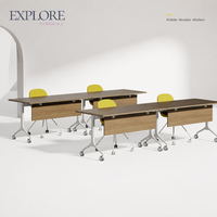 Table de formation moderne extensible et convertible, à plateau rabattable, empilable, avec roulettes verrouillables, structure en acier, épaisseur 32 mm, pour salle de classe et éducation
