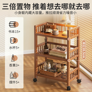 Multi Tier Storage Cart 3 Floors Wooden Rolling Trolley For Kitchen Home Organization - Product Image 2
