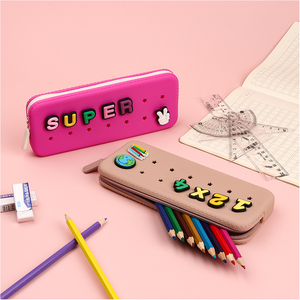 Hot Selling School Supplies Silicone Pencil Case Pouch with Holes for Kids Personalized Pencil Box