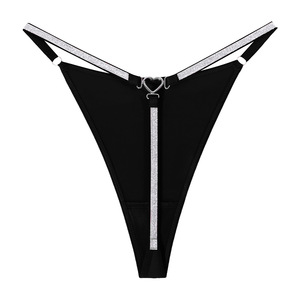 Intimo Sexy e Romantico con Decorazione a Nastro Argentato e Diamanti, Perizoma da Donna Comodo a Vita Bassa Disponibile - Product Image 3