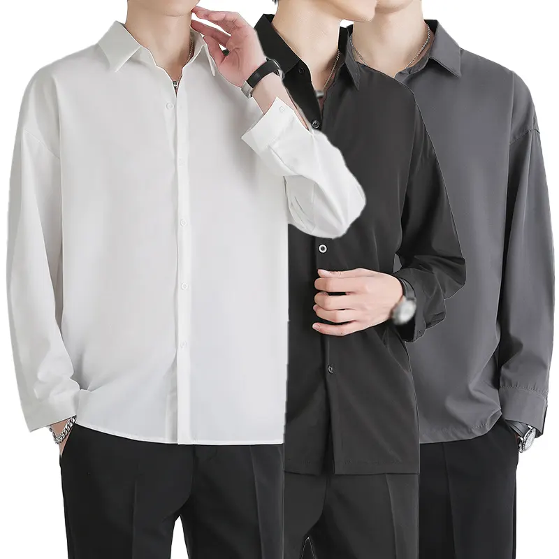 Wholesale Blank Mens Casual Formal Shirt Plain Custom Embroidery Logo Long Sleeve Business Fashion Dress Shirts For Men