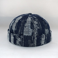 Casquette Docker Vintage Personnalisable en Denim Délavé avec Revers Roulé et Effet Vieilli – Style Mode