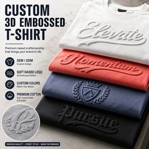 T-Shirt in Cotone di Alta Qualità con Stampa 3D in Rilievo, Oversize, Collo Tondo, Personalizzabile con Logo per Uomo - Product Image 1