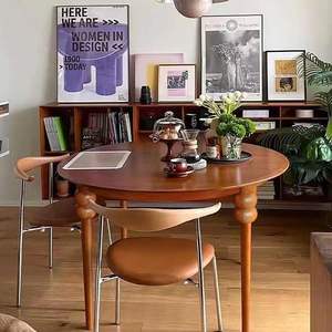 Vintage Solid Wood <b>Round</b> <b>Dining</b> <b>Table</b> Cherry <b>Walnut</b> Stable Design For <b>Dining</b> Room - Product Image 1