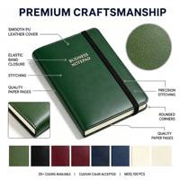 Cuaderno de Negocios de Cuero PU con Banda Elástica y Logotipo Personalizado de la Marca YT, Juego de Bolígrafos Metálicos, Encuadernación Cosida de Tapa Dura, para Oficina Corporativa
