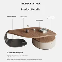 Meuble TV Moderne de Luxe Léger en Bois Massif 2025 et Table Basse Ardoise Combinée de Forme Spéciale pour Petits Espaces
