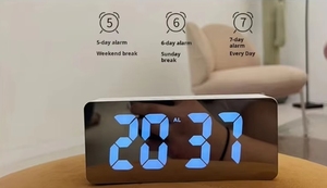 Led gương đồng hồ Đồng hồ báo thức with12/24 giờ nhiệt độ hiển thị có thể điều chỉnh độ sáng Bảng trang trí kỹ thuật số - Product Image 6