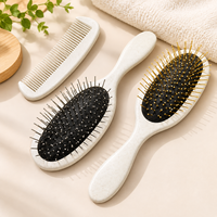 Brosse à cheveux Masterlee en paille de blé écologique, taille mini, avec picots métalliques, démêlante et massante pour le soin des cheveux