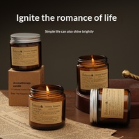 Ensemble cadeau de bougies parfumées à la cire de soja dans un bocal en verre avec logo et emballage personnalisés, parfum fruité, aromathérapie, pour la fête des pères et Diwali