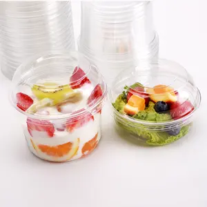促销标志印刷16盎司24盎司32盎司圆形塑料宠物沙拉水果蔬菜坚果熟食容器杯带盖