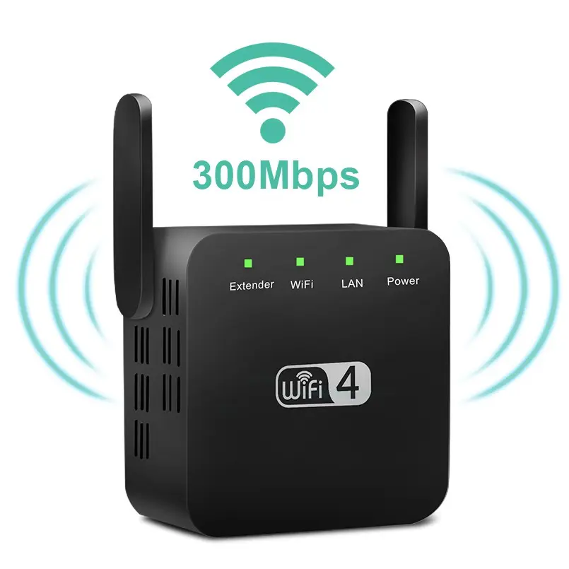 Antena ganda repeater wifi 2.4G 300Mbps, penguat hotspot game rumbai panjang dengan port LAN/WAN