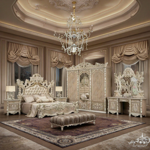 طقم غرف نوم MDF فاخر بأفضل جودة أمريكي بميزات قابلة للتعديل للفنادق والفلل وديكورات المنزل وميزات تخزين - Product Image 3