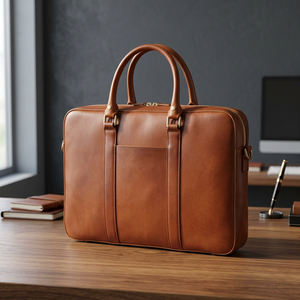 Sac messager pour ordinateur portable en cuir véritable, sac de bureau pour hommes, style simple et écologique, bandoulière, poignée, modèle BTR00158 B S - Product Image 1