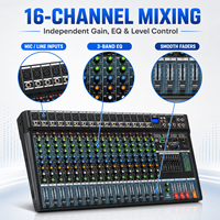 Console de mixage audio professionnelle EV16-USB 16 canaux avec USB, Bluetooth, 24 effets DSP, égaliseur 3 bandes pour scène, studio et direct