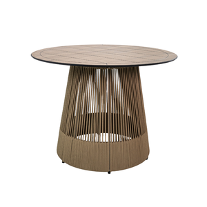 Mesa de Comedor Redonda Moderna para Jardín, Mimbre de Olefina, Estructura de Acero con Recubrimiento en Polvo - Product Image 1