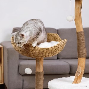 Cat Tree House 58x45x109cm 2 Levels Wood With <b>Scratching</b> <b>Post</b> And Nest For Cat - Product Image 2