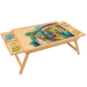 Plateau de puzzle rotatif <span class=keywords><strong>avec</strong></span> tiroirs Table de puzzle 1500 pièces <span class=keywords><strong>avec</strong></span> couvercle 6 tiroirs Organisateur de puzzle en bois Table de puzzle - Product Image 4