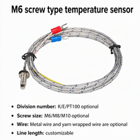 Sekrup Metrik M6/M8 Tipe K/E Termokopel ODM/OEM Sensor Suhu PT100 Probe M6*1.0mm Termoresistor Baja Tahan Karat
