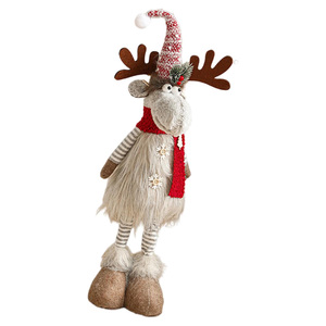 Elk PLUSH Estatuas de ciervos de pie Figuras de renos de Navidad de felpa hechas a mano Decoración de renos de Navidad - Product Image 3