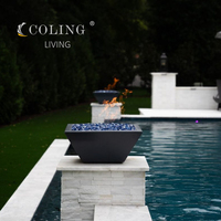 COLB002 Usine Directe En Gros Béton Feu Bol D'eau Gaz Naturel Foyer Cascade pour Piscine Belle Caractéristique Extérieure