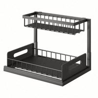 Dubbele laag metalen BPA-vrije, food grade onderkast organizer voor badkamer en keuken met uittrekbaar rek voor opbergruimte