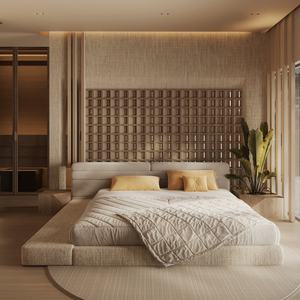 Set <span class=keywords><strong>Letto</strong></span> <span class=keywords><strong>Matrimoniale</strong></span> Moderno di Lusso Imbottito con Struttura in Legno, Disponibile in Pelle e <span class=keywords><strong>Tessuto</strong></span>, con Contenitore, Misure King e Queen - Product Image 5