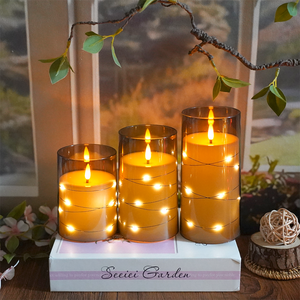 Kakoya gris acrílico LED sin llama velas electrónicas luces Halloween/Navidad boda decoración faros intermitentes uso doméstico - Product Image 6