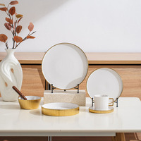 Assiette à spaghetti en porcelaine pour restaurant maison de luxe moderne assiette ronde en céramique pour dîner et repas ensemble d'assiettes de mariage élégantes