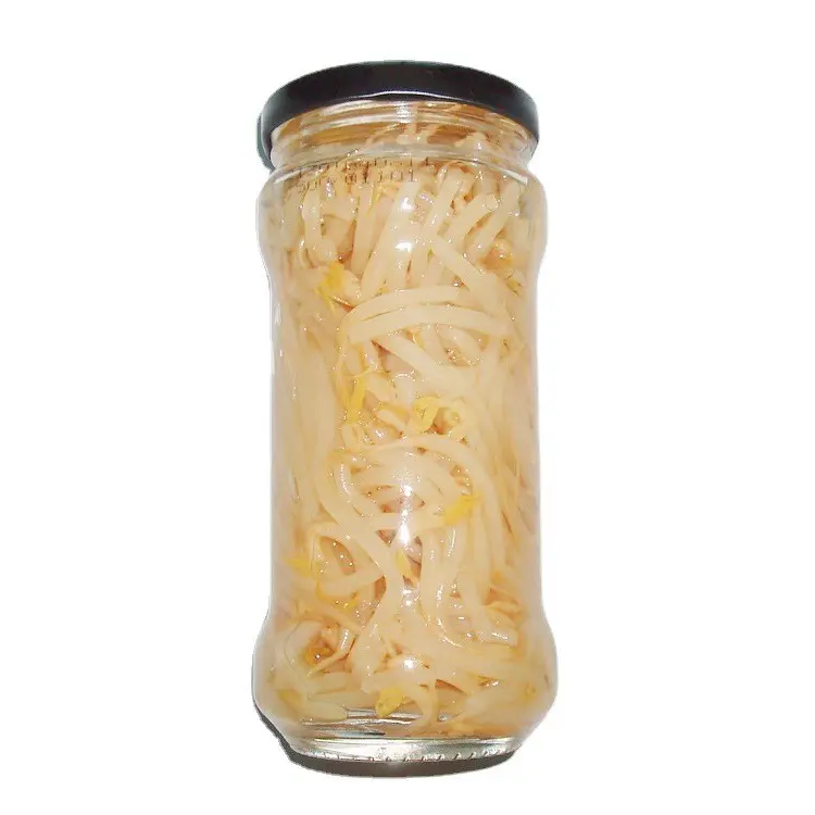 Prodotti di alta qualità 370ml germoglio di soia in salamoia in vaso di vetro germogli di fagioli in scatola