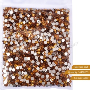 OLeeya Vente en gros de strass en cristal à dos plat non thermocollants, tailles mixtes SS3 à SS20, 14400 pièces, pour nail art et DIY - Product Image 5