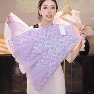 Vestido de Verano de Alta Calidad con Diseño <span class=keywords><strong>Original</strong></span> y Gran Stock Disponible, Vestido de Princesa Sirena con Escamas para Niñas, Adornado con Cuentas, de Poliéster y Algodón - Product Image 3