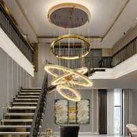 Buulaosihua — lustre LED en cristal couleur champagne et or, chandelier simple de luxe pour villa duplex, escalier, salon