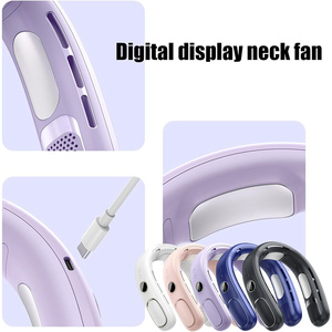 Ventilador de Cuello Portátil, Manos Libres, Alta Velocidad, Turbo, Pantalla LED, Cuerpo de Cobre, Control Táctil, Sin Aspas, Colgante, Recargable para Exteriores - Product Image 4