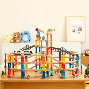 Udeas thân thiện với môi tùy chỉnh OEM ODM <span class=keywords><strong>DIY</strong></span> cổ điển trẻ em bằng gỗ <span class=keywords><strong>Train</strong></span> theo dõi Bộ đồ chơi cho trẻ em - Product Image 1