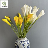 Bouquet de mariée de haute qualité en PU artificiel, 64 cm, effet toucher réel, lys calla blanc et jaune, pour décoration de mariage, salon et maison