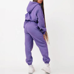 Ensemble survêtement hiver femme : sweat à capuche et pantalon de jogging en polaire polyester/coton - Product Image 1